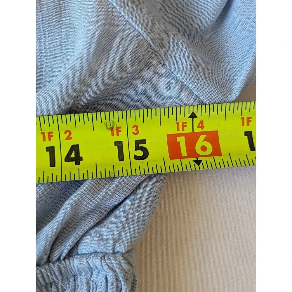 Mable Dress Womens Medium Maxi Vici Boho Puff Sleeve Flutter Light Blue - Picture 8 of 10